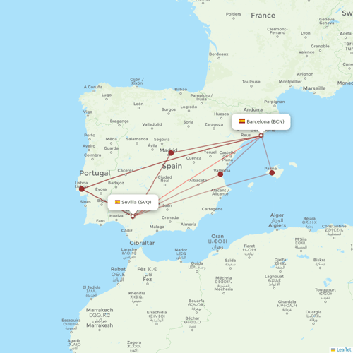 Vueling flights between Barcelona and Sevilla