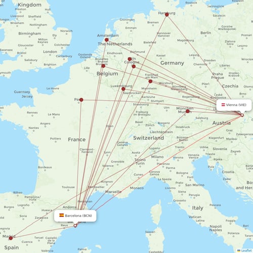 Wizz Air Malta flights between Barcelona and Vienna