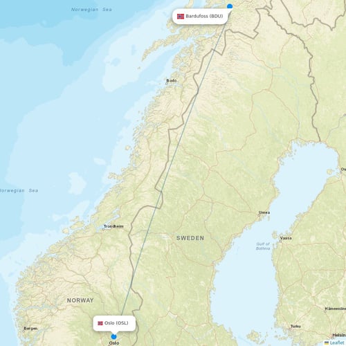 Norwegian Air flights between Bardufoss and Oslo