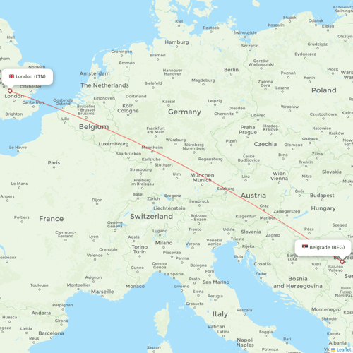 Wizz Air UK flights between Belgrade and London