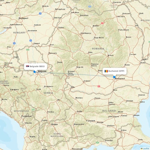 Air Serbia flights between Belgrade and Bucharest