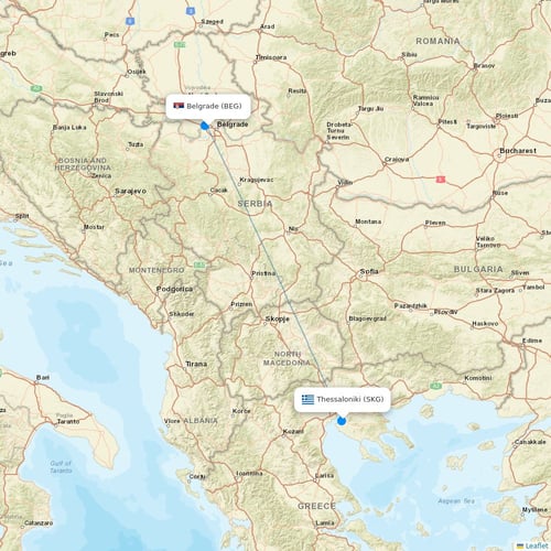 Air Serbia flights between Belgrade and Thessaloniki