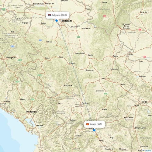 Air Serbia flights between Belgrade and Skopje