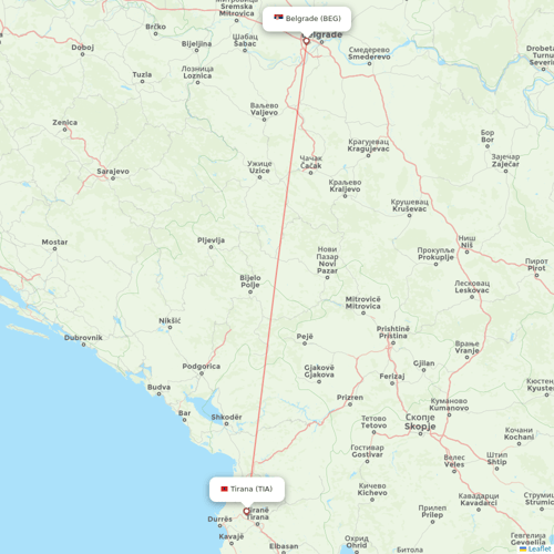 Air Serbia flights between Belgrade and Tirana