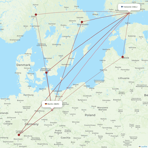Finnair flights between Berlin and Helsinki