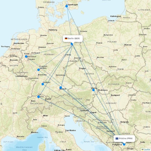 Cardiff Aviation Malta flights between Berlin and Pristina
