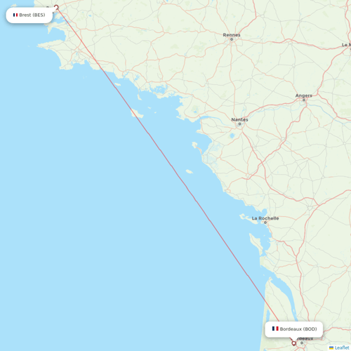 Chalair flights between Brest and Bordeaux