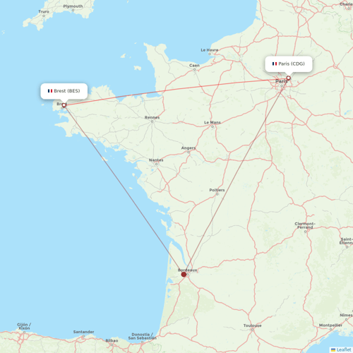 Air France flights between Brest and Paris