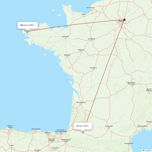 Chalair flights between Brest and Pau