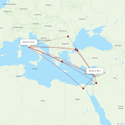 Middle East Airlines flights between Beirut and Rome