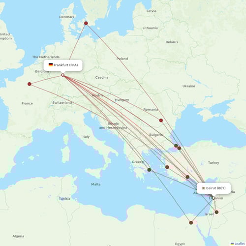 Middle East Airlines flights between Beirut and Frankfurt