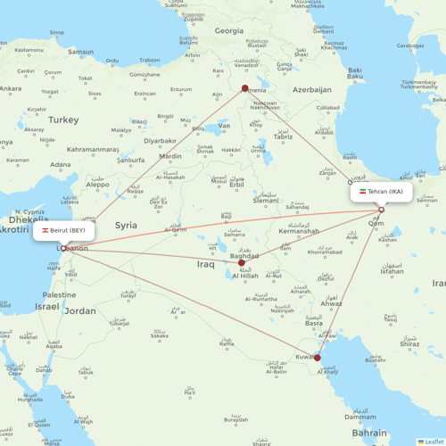 Iran Air flights between Beirut and Tehran