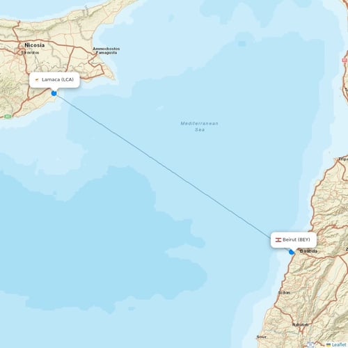 Charlie Airlines flights between Beirut and Larnaca