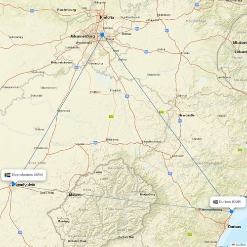 CemAir flights between Bloemfontein and Durban