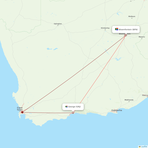 CemAir flights between Bloemfontein and George