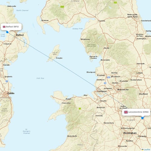 Ryanair UK flights between Belfast and Leicestershire