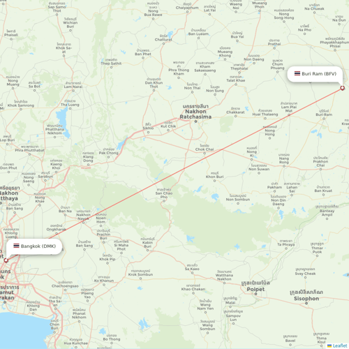 Nok Air flights between Buri Ram and Bangkok