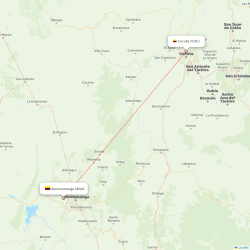 EasyFly flights between Bucaramanga and Cucuta