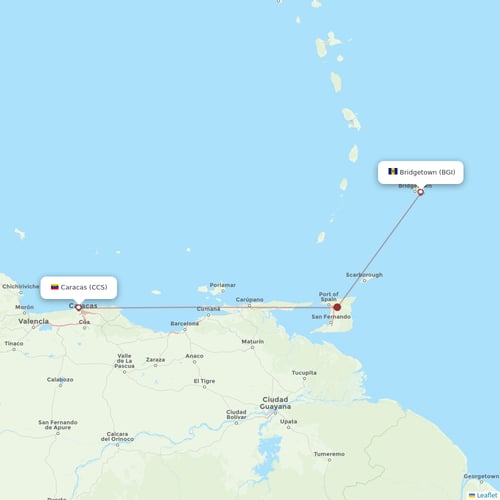 Conviasa flights between Bridgetown and Caracas