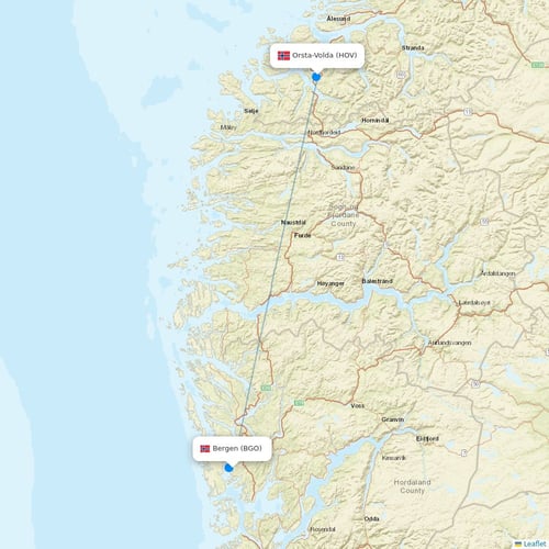 Wideroe flights between Bergen and Orsta-Volda