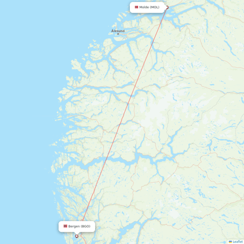 Wideroe flights between Bergen and Molde