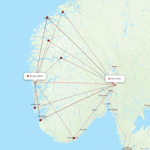 Scandinavian Airlines flights between Bergen and Oslo