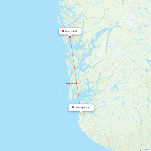 Scandinavian Airlines flights between Bergen and Stavanger
