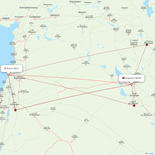 Iraqi Airways flights between Baghdad and Beirut