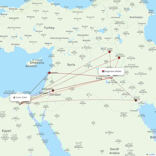 Iraqi Airways flights between Baghdad and Cairo