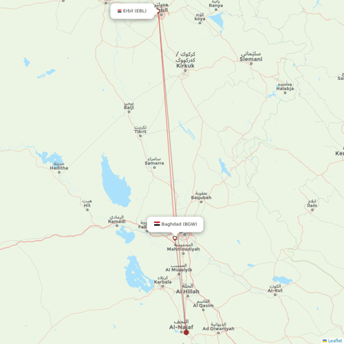 Iraqi Airways flights between Baghdad and Erbil