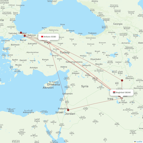 Iraqi Airways flights between Baghdad and Ankara