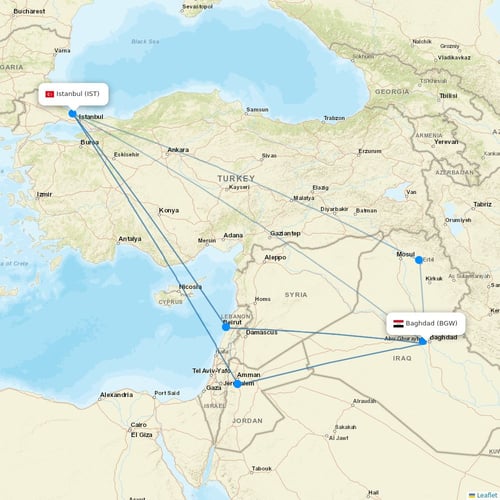 Iraqi Airways flights between Baghdad and Istanbul