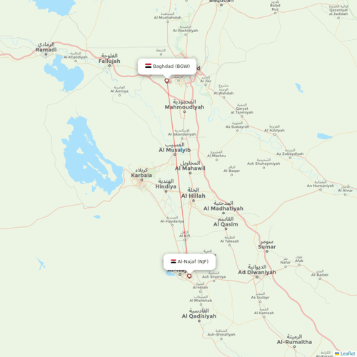 Iraqi Airways flights between Baghdad and Al-Najaf