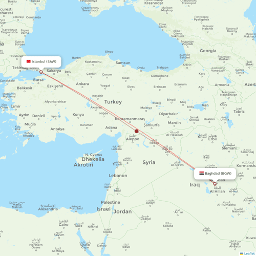Iraqi Airways flights between Baghdad and Istanbul