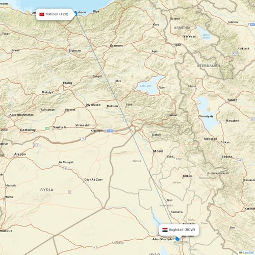Iraqi Airways flights between Baghdad and Trabzon