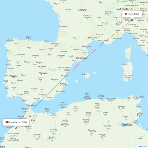Air Arabia Maroc flights between Milan and Casablanca