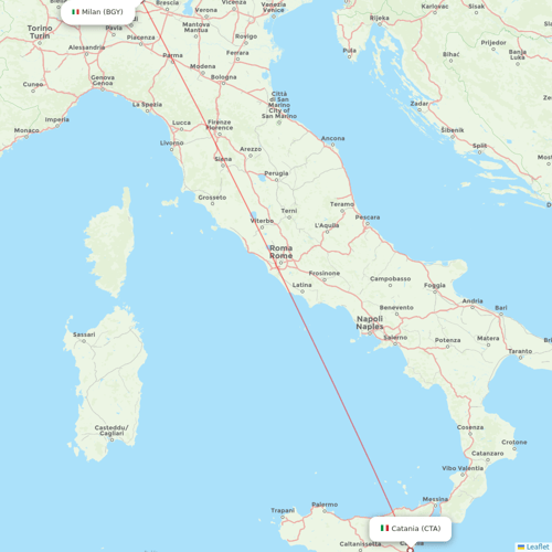 SA Express flights between Milan and Catania