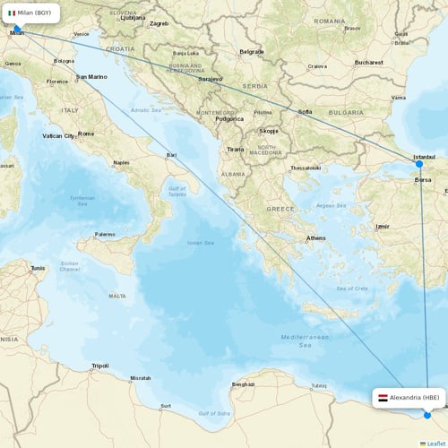 Air Arabia Egypt flights between Milan and Alexandria