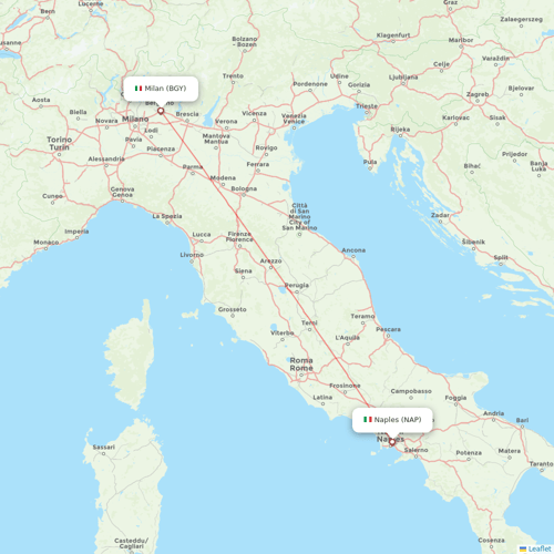 Ryanair flights between Milan and Naples