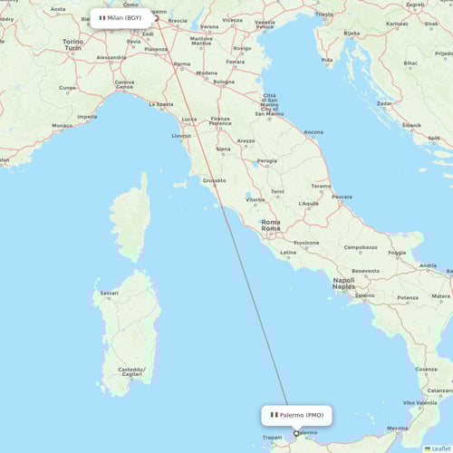 Ryanair flights between Milan and Palermo