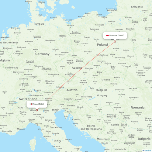 Wizz Air flights between Milan and Warsaw