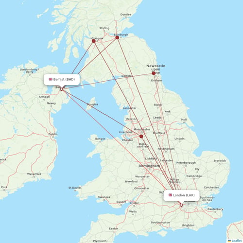 British Airways flights between Belfast and London