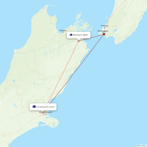 Sounds Air flights between Blenheim and Christchurch