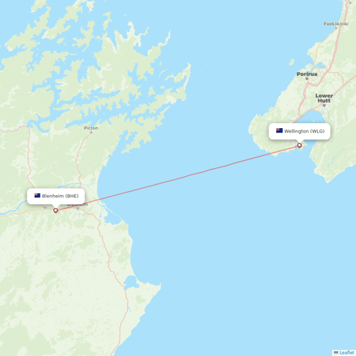 Air New Zealand flights between Blenheim and Wellington