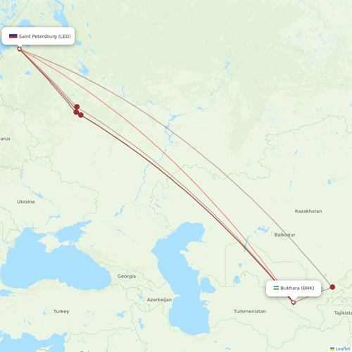Taban Airlines flights between Bukhara and Saint Petersburg