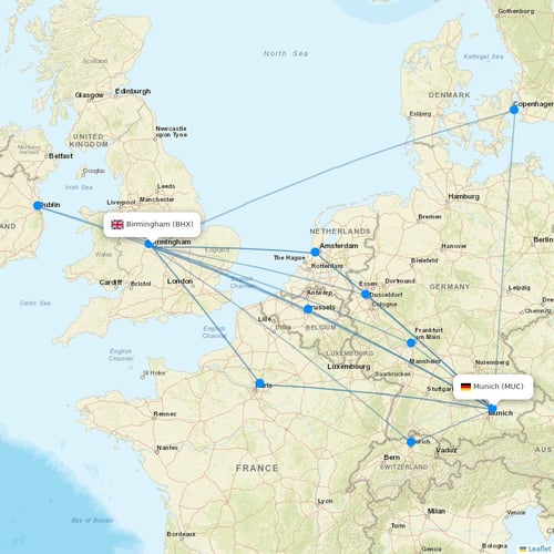 Med View Airlines flights between Birmingham and Munich