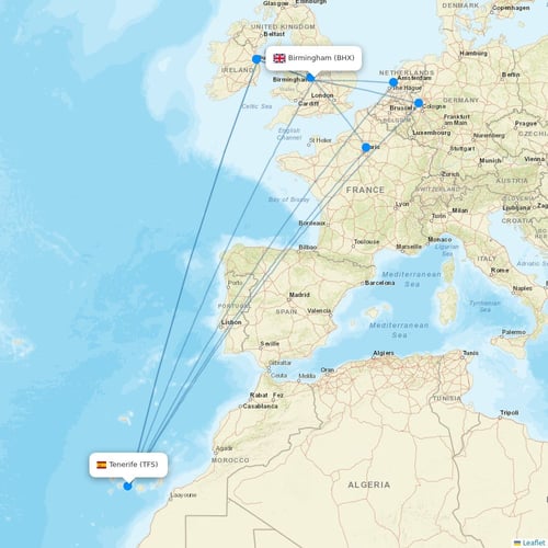 Jet2 flights between Birmingham and Tenerife