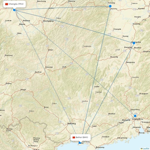 Chengdu Airlines flights between Beihai and Chengdu