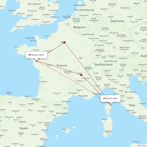 Volotea flights between Bastia and Nantes