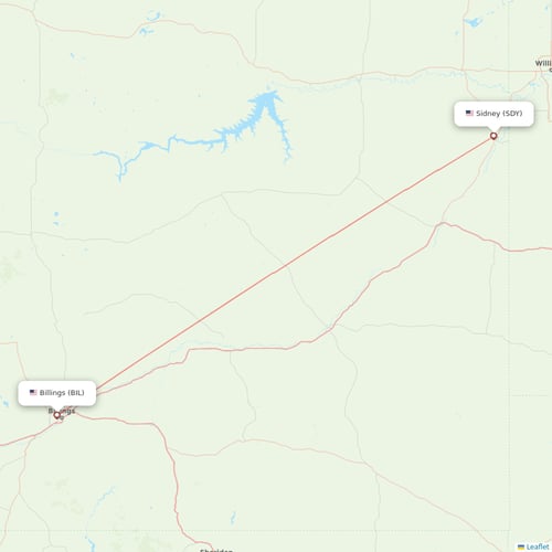 Cape Air flights between Billings and Sidney